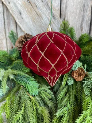 6" Burgundy Ornament, Burgundy Velvet Kismet Ornament