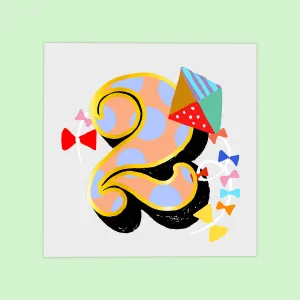 Age 2 Birthday Square Greetings Card by Eleanor Bowmer