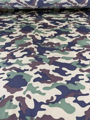 Army Camouflage Printed Silk Charmeuse - Hunter Green / Brown / Black