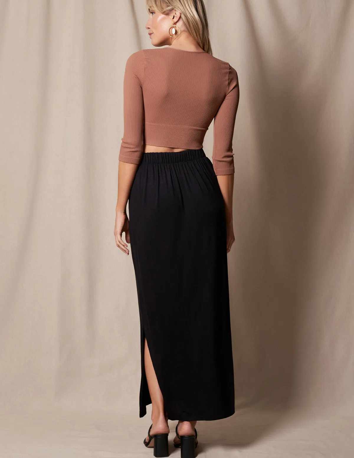 Bamboo Straight Maxi Skirt