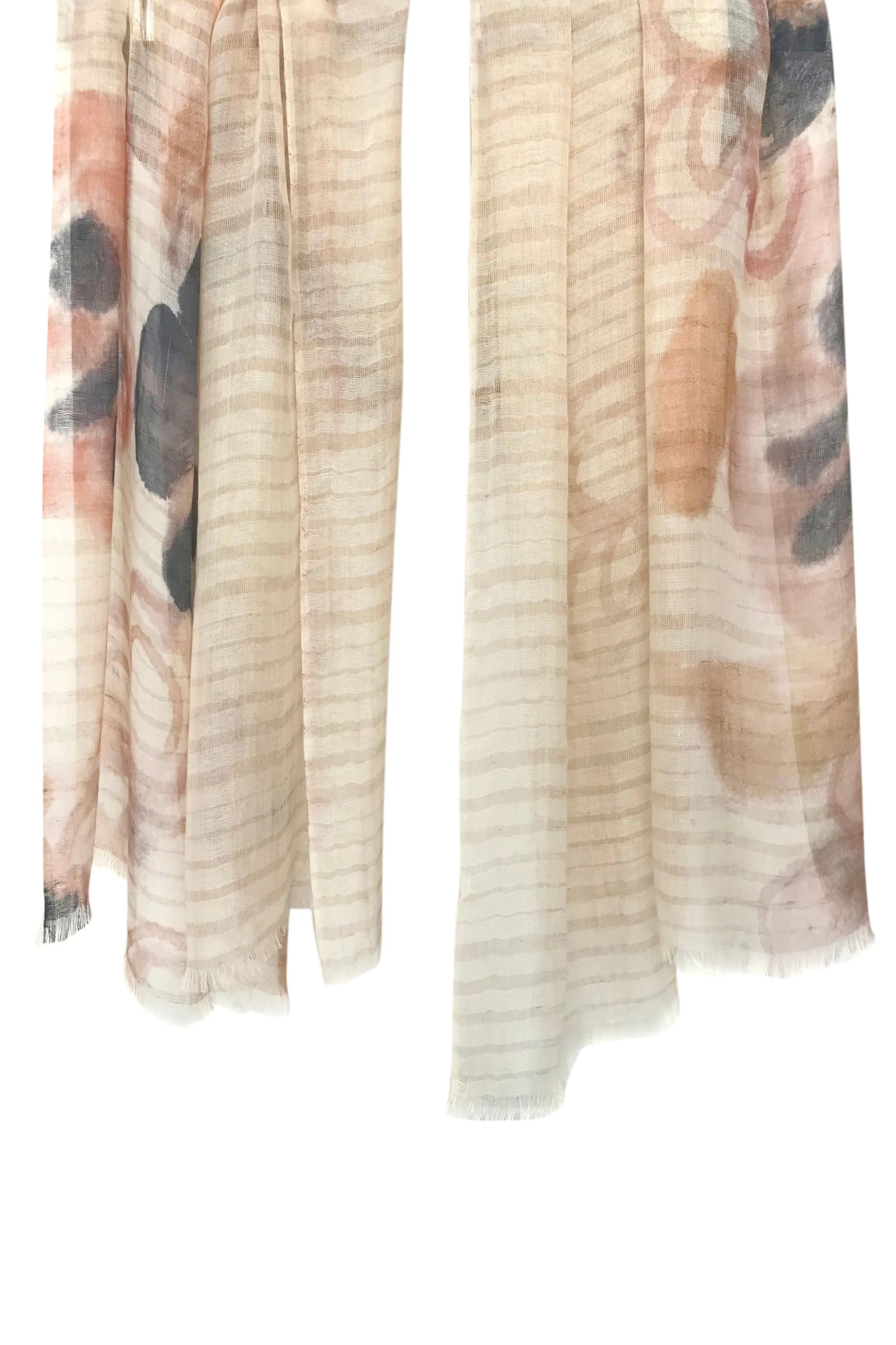 Beige Floral Cashmere Scarf