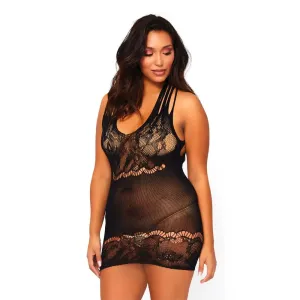 Black Lace Mini-dress with Strappy Back Detail, Uk 16-18