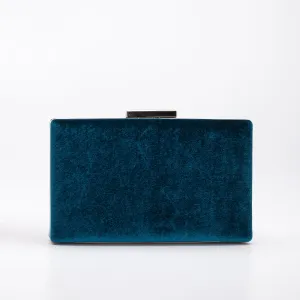 Clara - Teal Blue Velvet Clutch