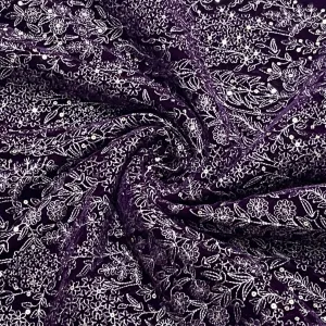 Classic Wine Floral Sequins Thread Embroidery Velvet Fabric