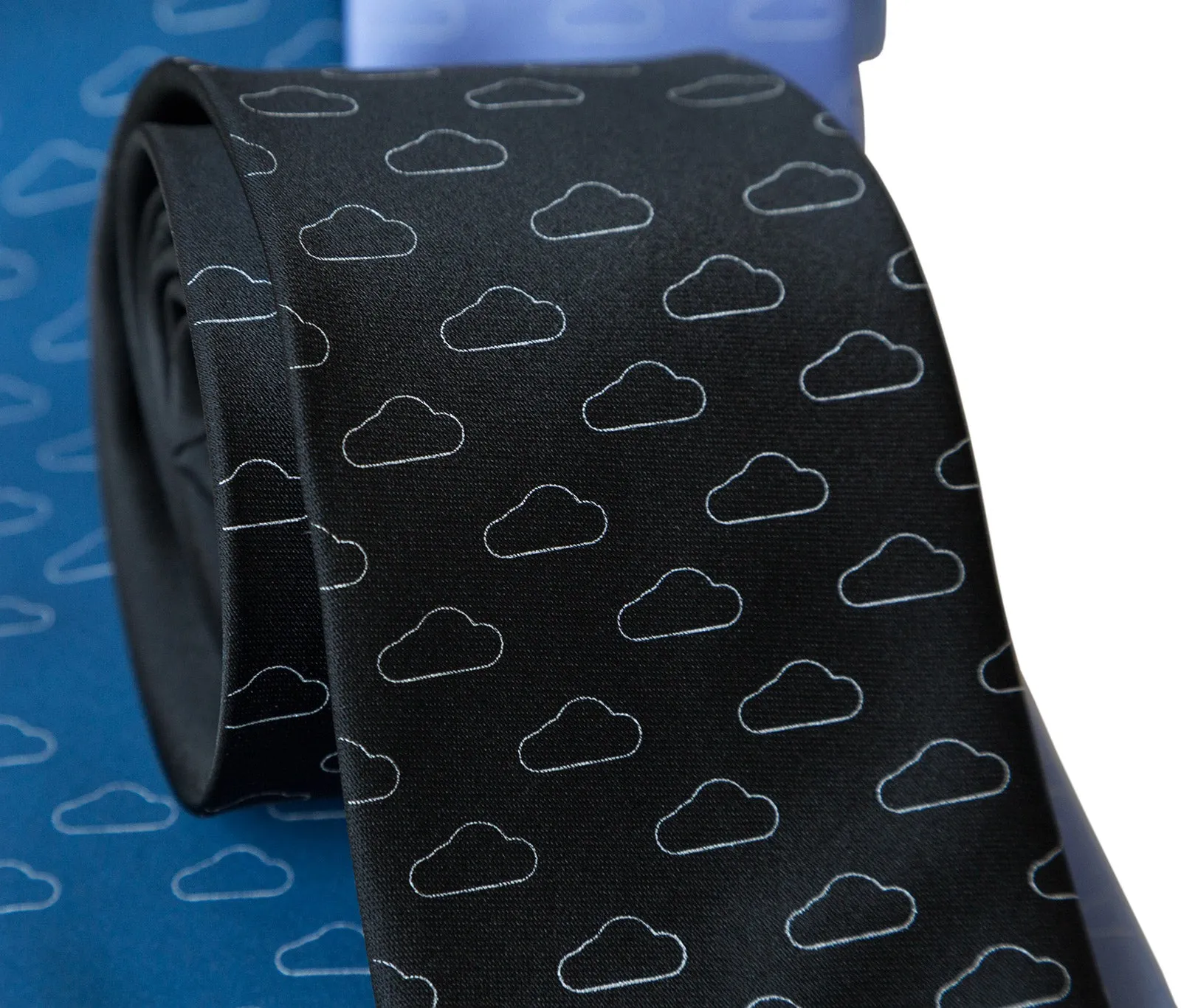 Cloud Print Necktie, Partly Cloudy Print Tie