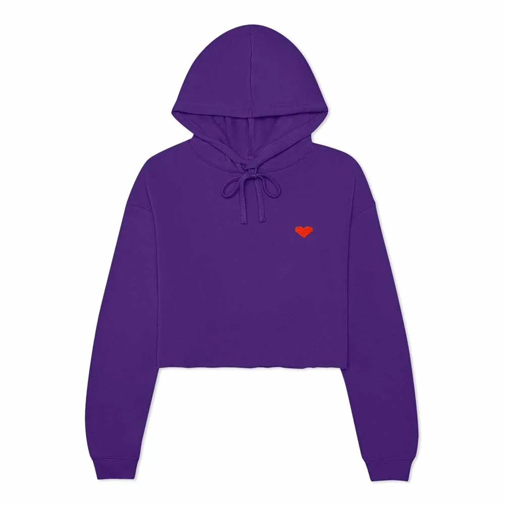 Dalix Pixel Heart Cropped Hoodie