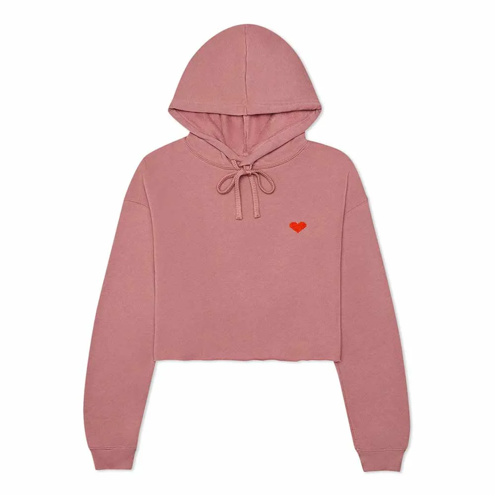 Dalix Pixel Heart Cropped Hoodie