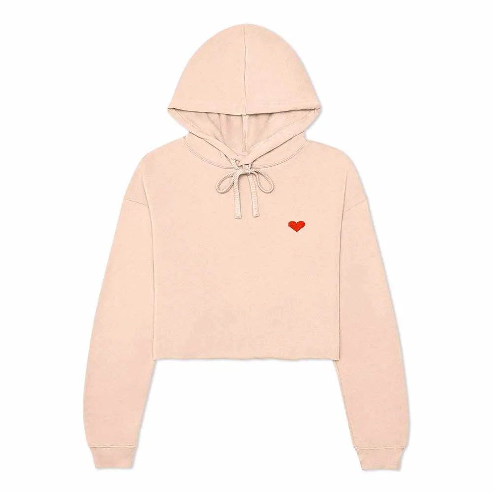 Dalix Pixel Heart Cropped Hoodie