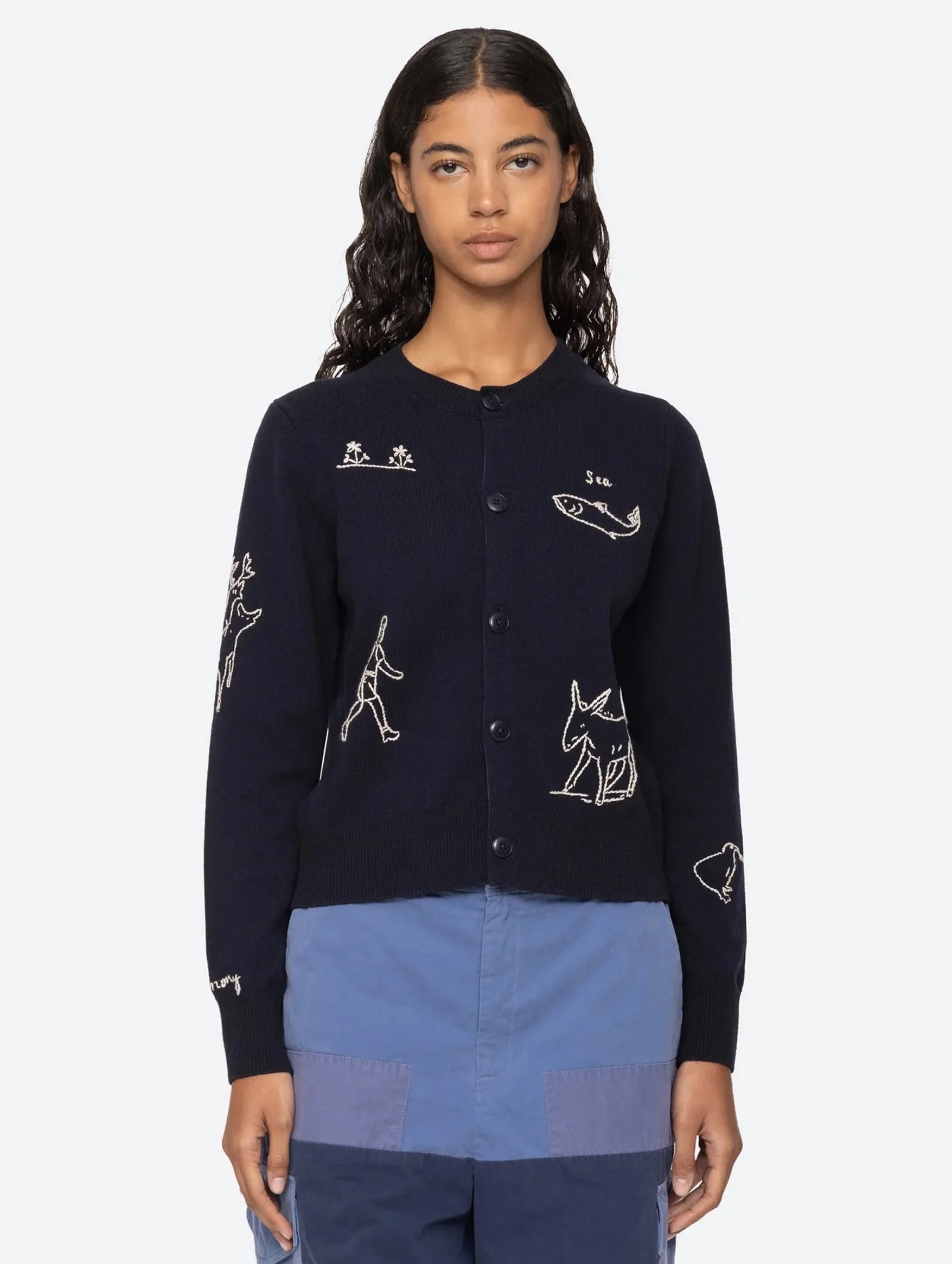 Demi French Workwear Cardigan in Navy