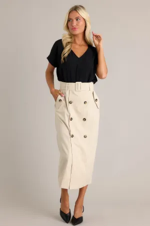 Effortless Edge Light Beige Maxi Skirt