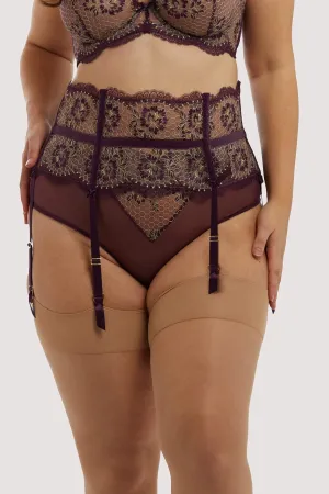 Evelina Aubergine Curve Suspender