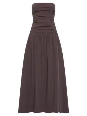 Gathered Strapless Tie Back Dress