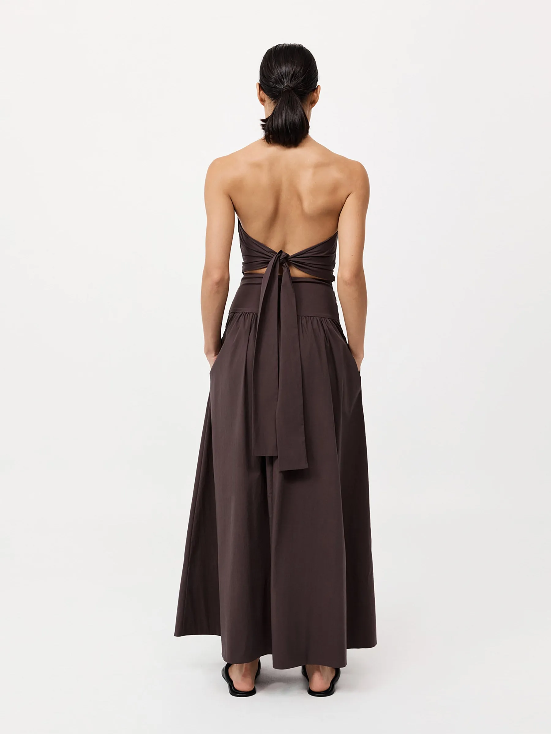 Gathered Strapless Tie Back Dress