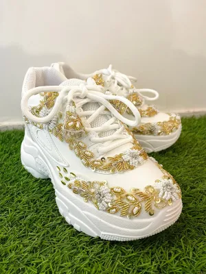 Gold Tassel Intricate Embroidered Kanvas Sneakers