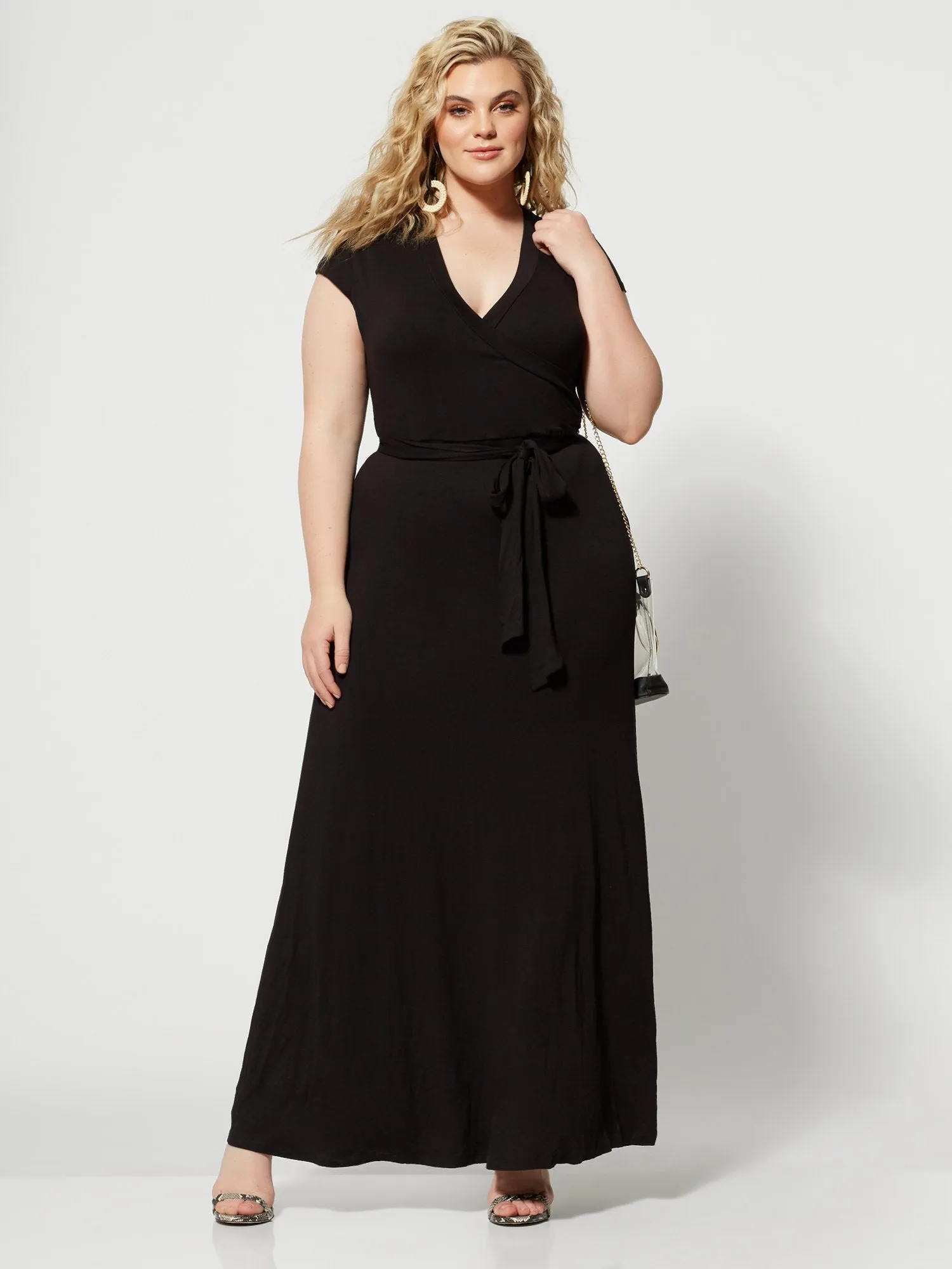 Grace Faux Wrap Maxi Dress in Black