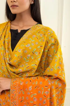 Gul-e-Benafsha Orange Intricate Sozni Jaali Pashmina Shawl