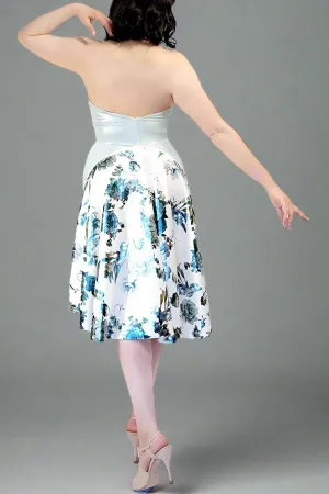 ice blue and flowers halter tango dress with tail