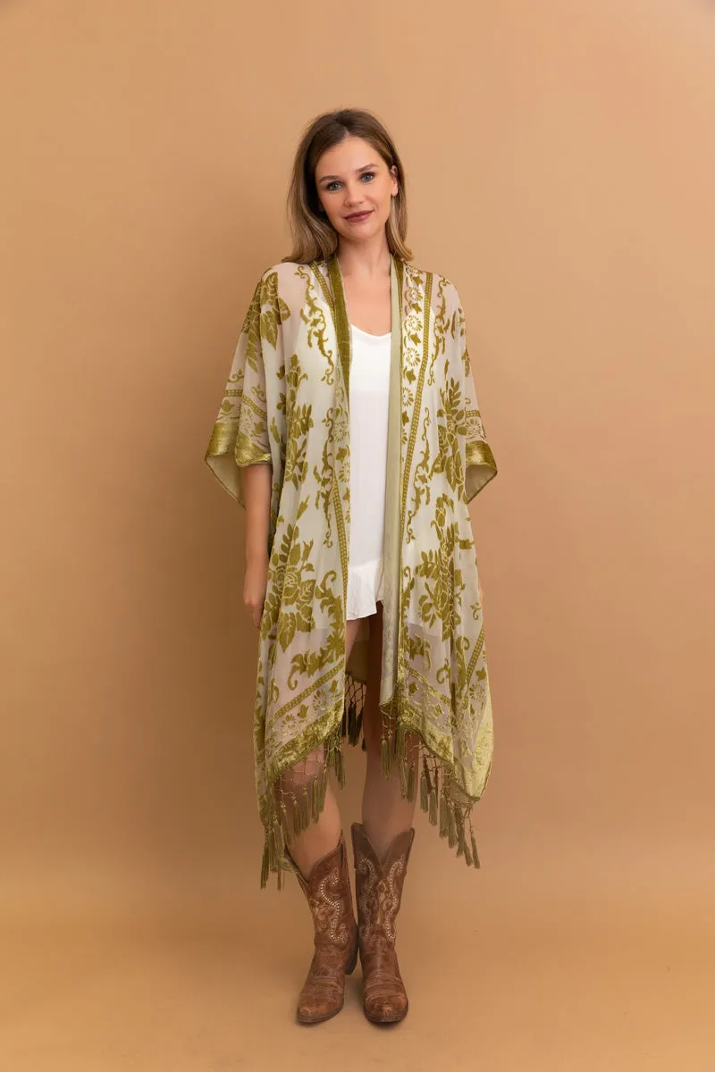 Lush Velvet Mesh Tapestry Kimono