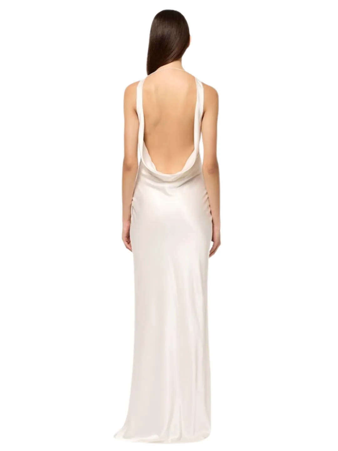 Michael Lo Sordo WOMENS DRAPE FRONT MAXI DRESS white