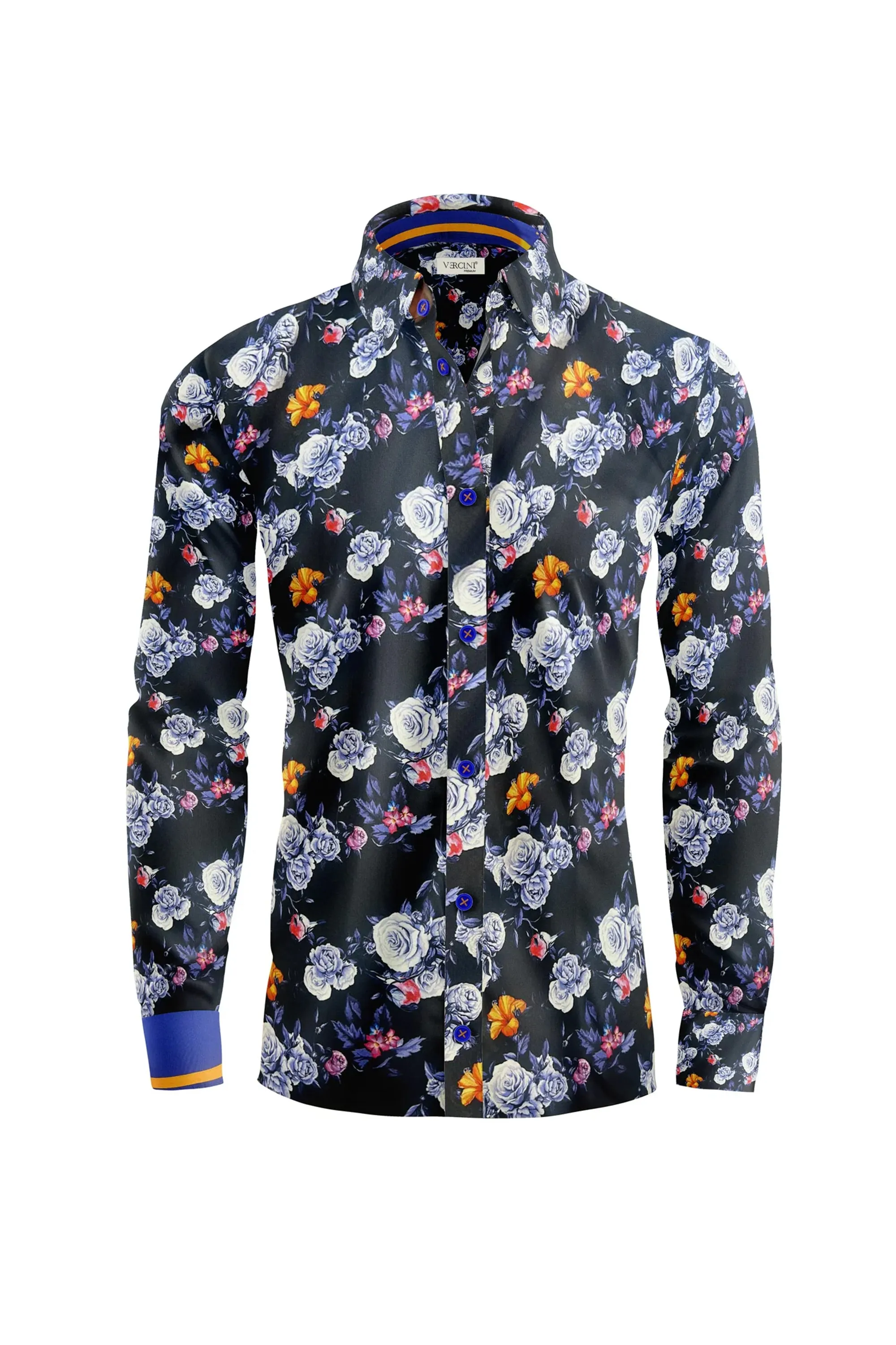 Midnight Blossom Fitted Dress Shirt