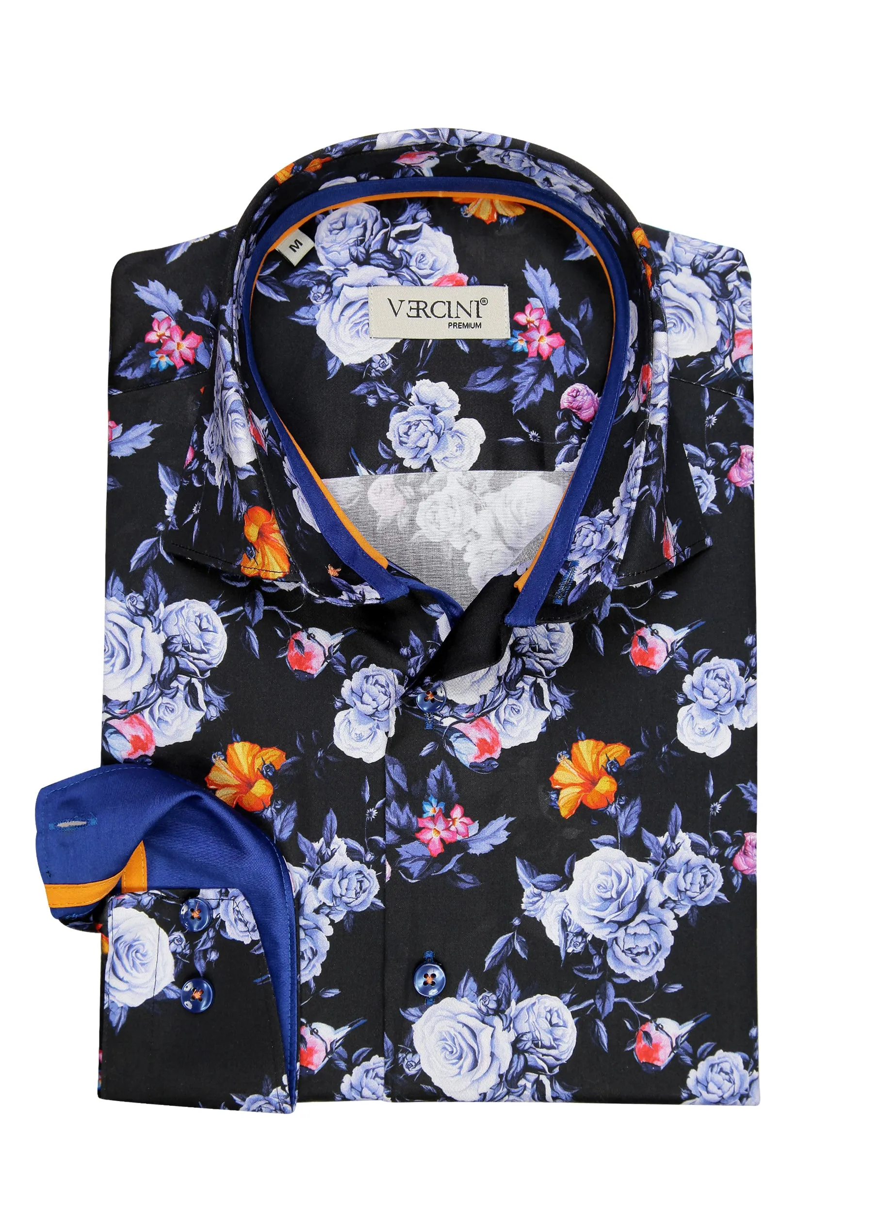 Midnight Blossom Fitted Dress Shirt