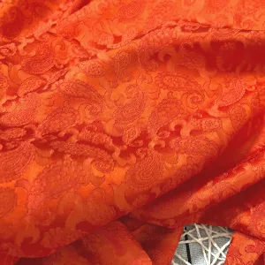 Mulberry Silk Pattern Fabric – Dragonfly Pattern – Silk for Sewing – Orange Pattern Silk Fabric