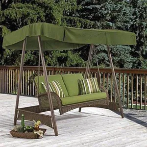 Outdoor Furniture Wicker Two Seater Swing - Vintage