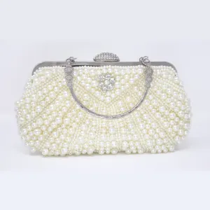 Pearl Floral Rhinestones Wedding Bag, Statement Bag, Evening Clutch, Wedding Clutch, Bridal Clutch, Bridal Cross body bag.