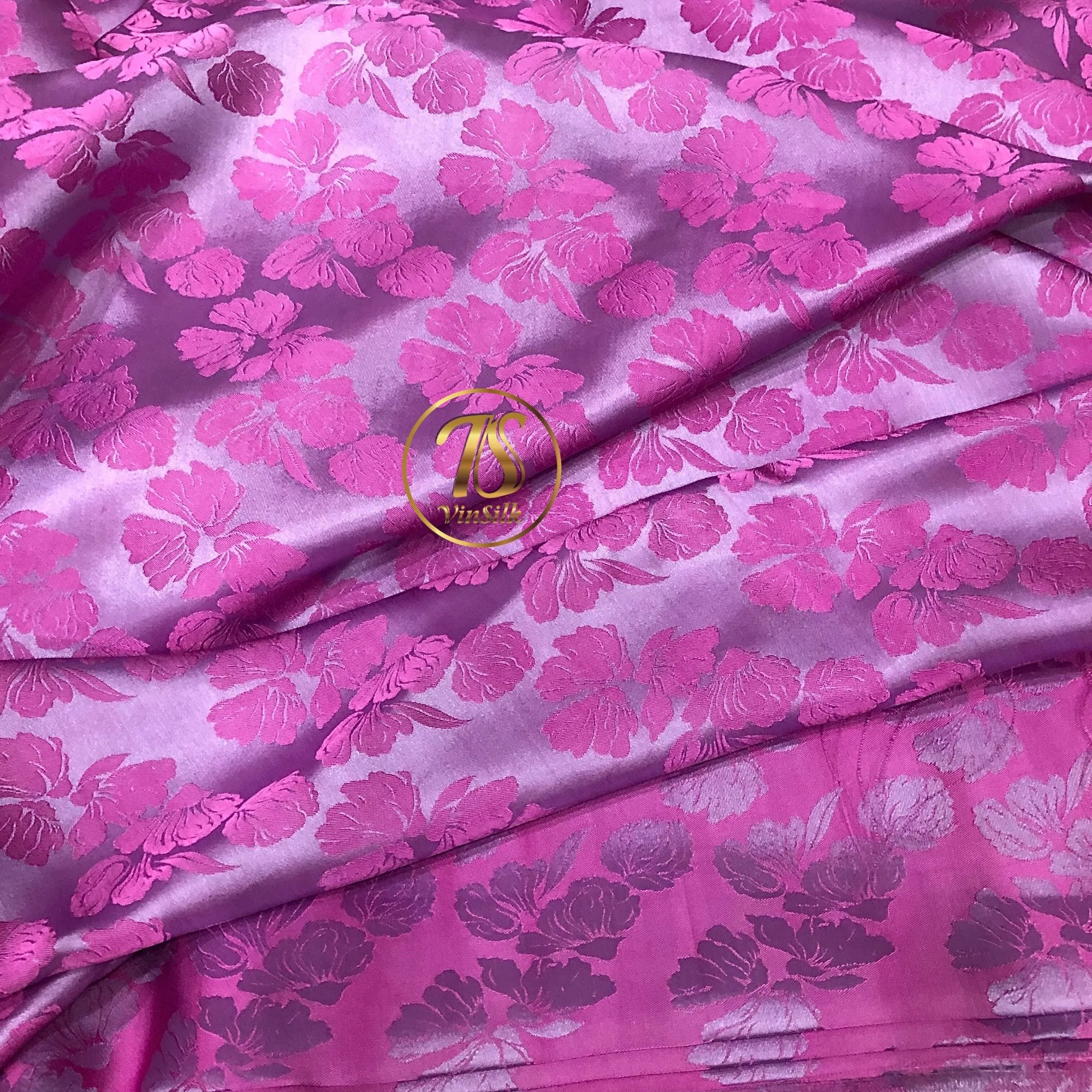 PURE MULBERRY SILK fabric by the yard - Pink floral silk fabric - Handmade fabric – Dress making – Silk for sewing - Gift for women