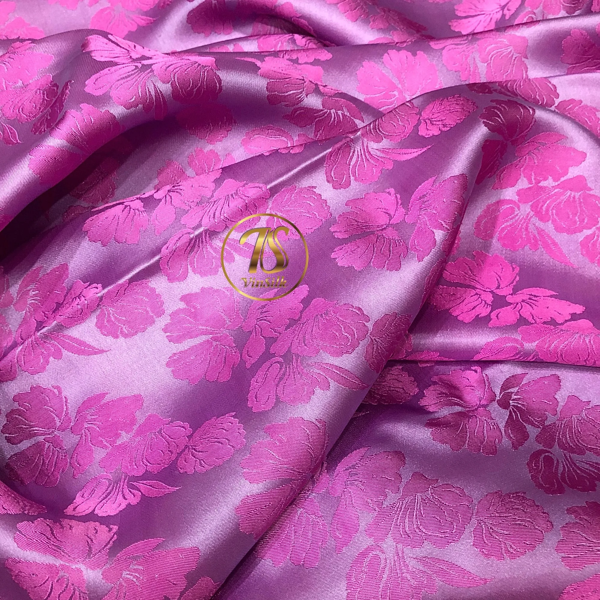 PURE MULBERRY SILK fabric by the yard - Pink floral silk fabric - Handmade fabric – Dress making – Silk for sewing - Gift for women