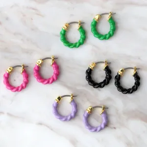 Twisted Enamel Hoop Earrings