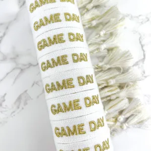 White and Gold Game Day Embroidered Bracelet